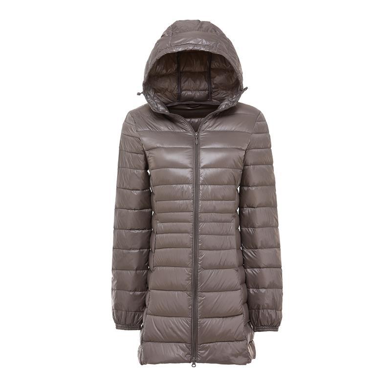 FASHION  Light Down Jacket Women's Medium  Long Fattened Plus Size Removable Cap Lightweight Ultra-thin Jacket Tide Clothes