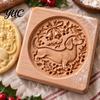 Kitchen Wall Ornament Woodland Animal Cookie Mold, Wooden Biscuit Stamps, Scene 3D Red Mold Bird Elk Dachshund Cutter Embossing for Holiday DIY Baking