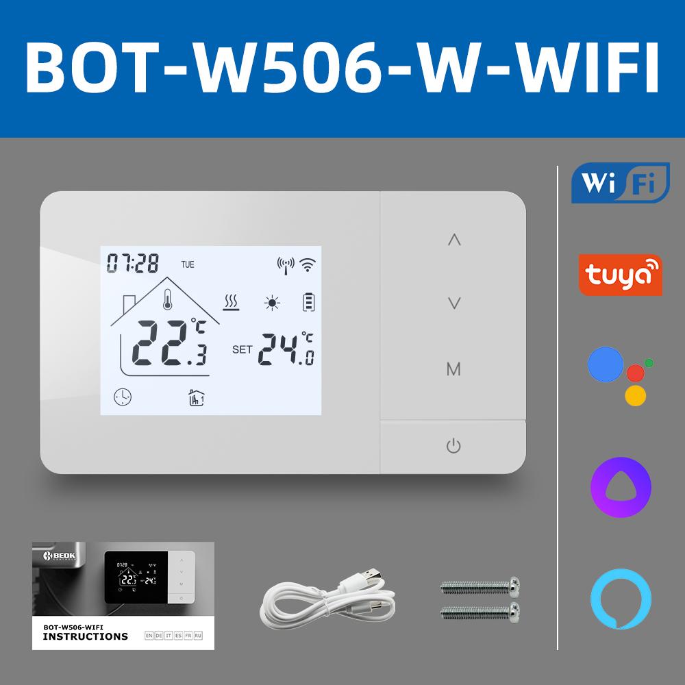 Beok Tuya Heating/Cooling Wifi Thermostat for Gas Boiler Daily Programmable Low Power Battery Temperature Controller