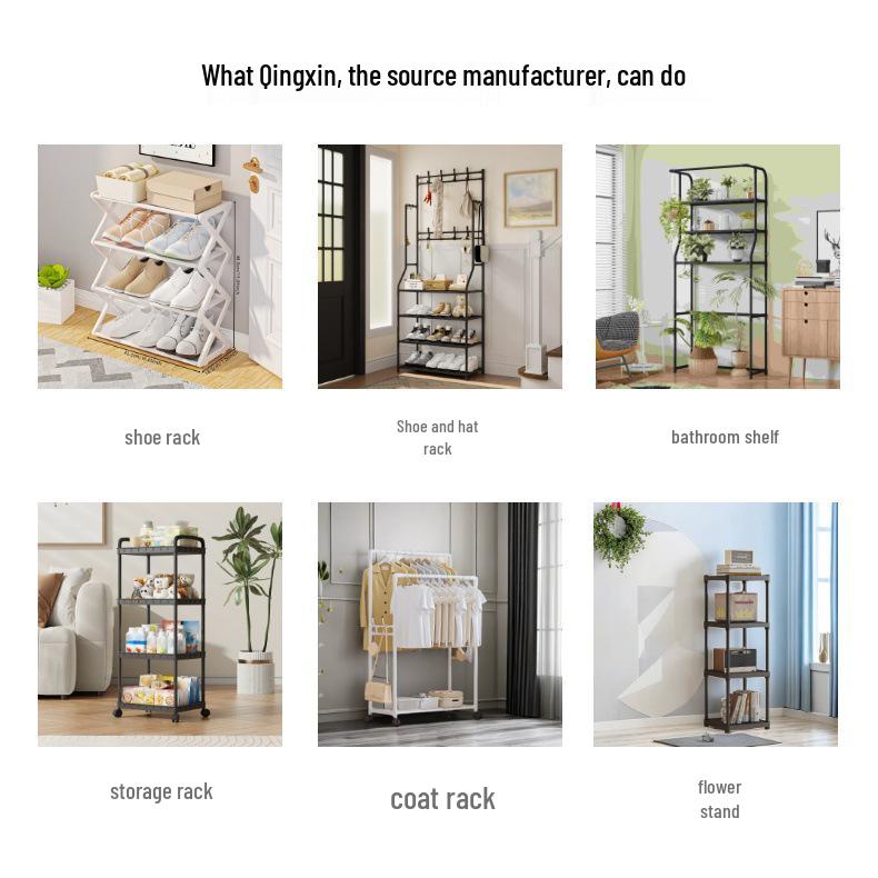 Coat Wardrobe Metal Multilayer Rack With Hangers Storage Shelves For Dorms And Rentals