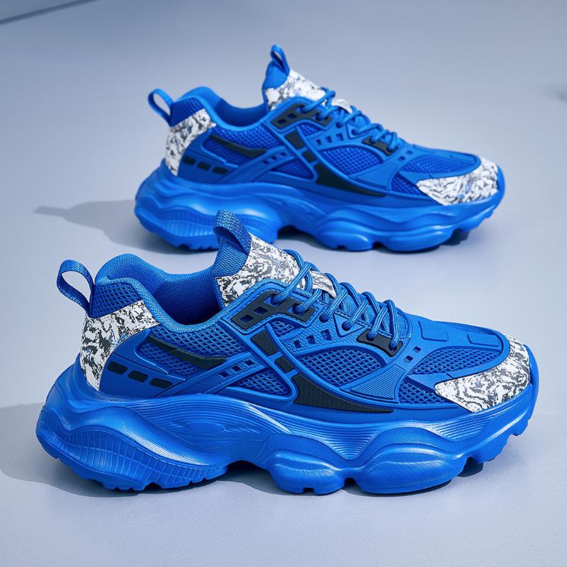 Модные повседневные мужские кроссовки на платформе, дышащие, для ходьбы, размер 48, спортивные баскетбольные кроссовки для бега, мужские, синие.