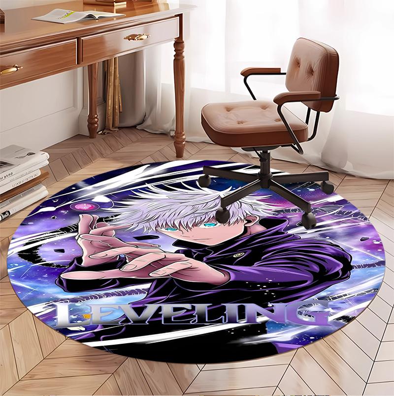 Круглый коврик с узором Jujutsu Kaisen, коврик для помещений/улицы, для пикника, игровой комнаты, спальни, офиса, гостиной, ковер для декора дома, подарок на день рождения