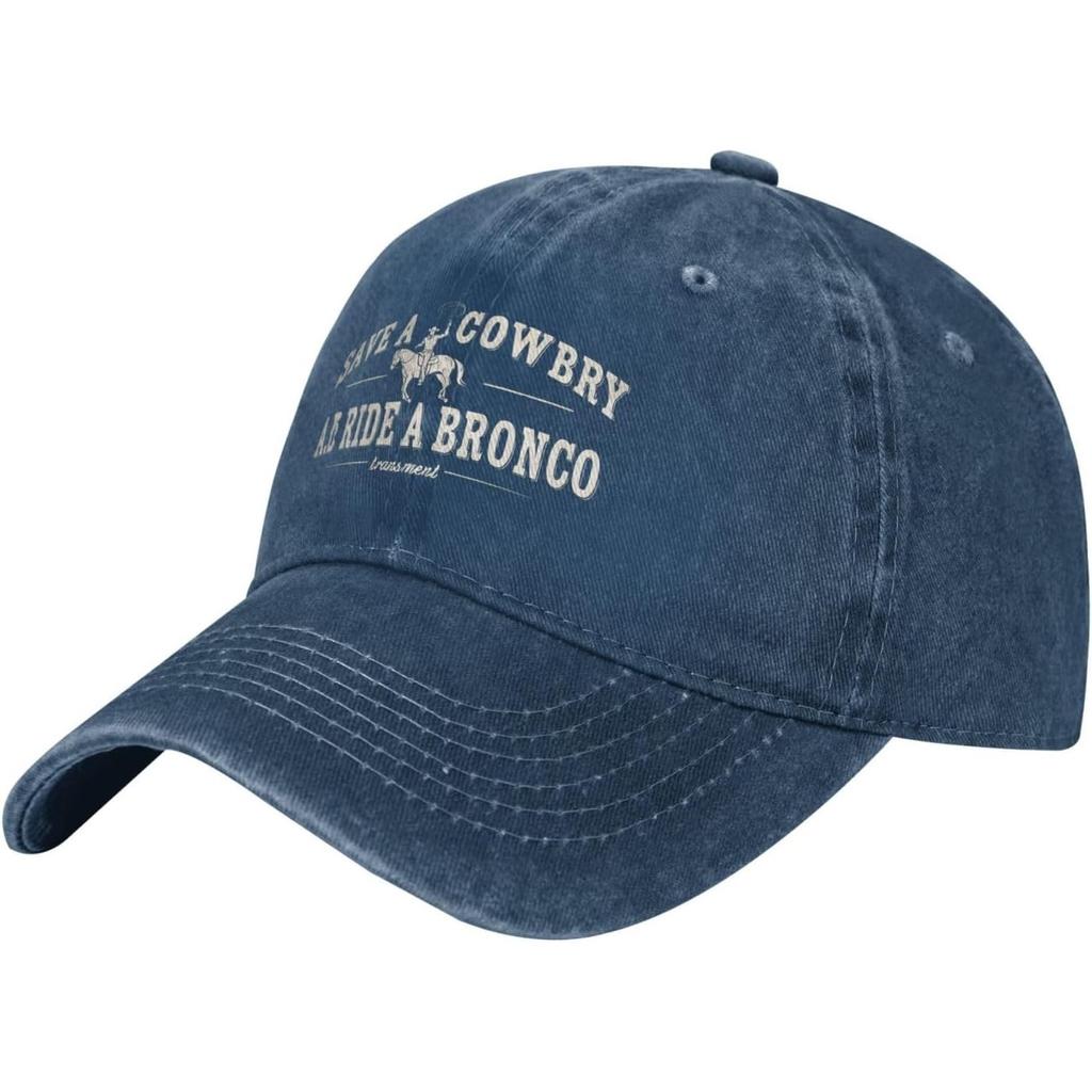 Cowboy Ride a Bronco Washed Baseball Cap Cotton Curved Brim Golf Hats for Unisex Women