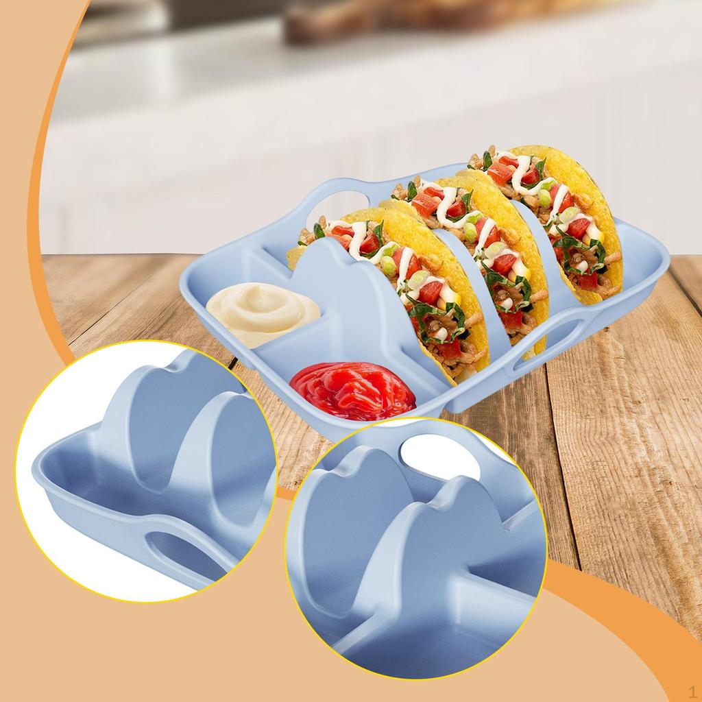Silicone Taco Holder Platter Fit Dishwasher with Dividers Handles Tray Rack Dish for