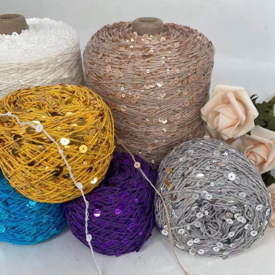50 г/моток 140 м хлопчатобумажная пряжа для ручного вязания с пайетками 3 мм+6 мм для самостоятельного вязания женского шерстяного свитера, шапки и шарфа