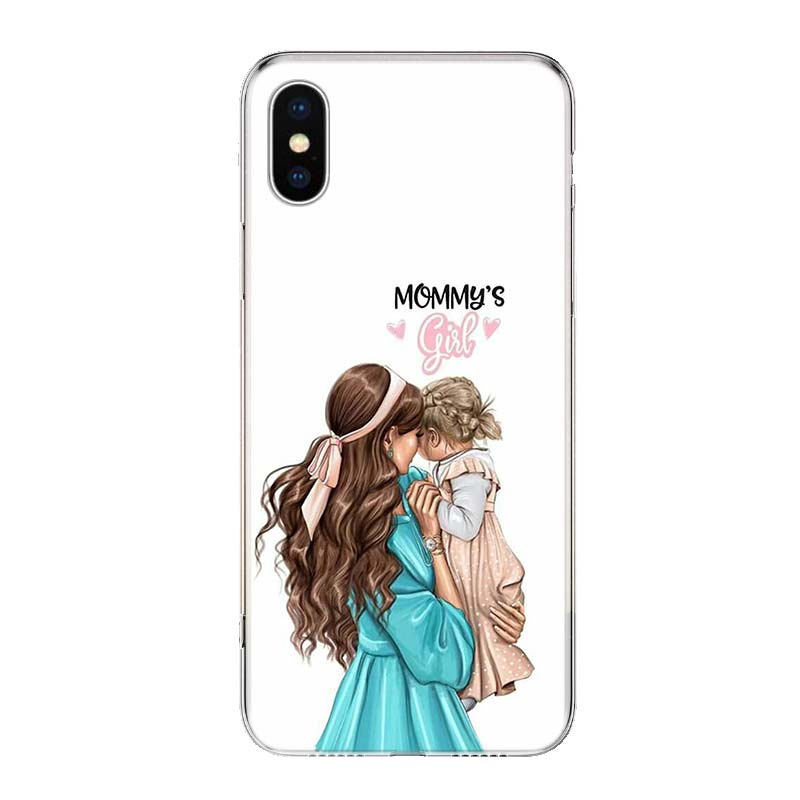 Мама Малышка Девочки Для iPhone 17 Air 16 15 14 Plus 13 Mini 12 11 Pro Max Чехол для телефона 16E 7 Печать 8 SE Fundas Чехол Мягкий Coque 16 15 1