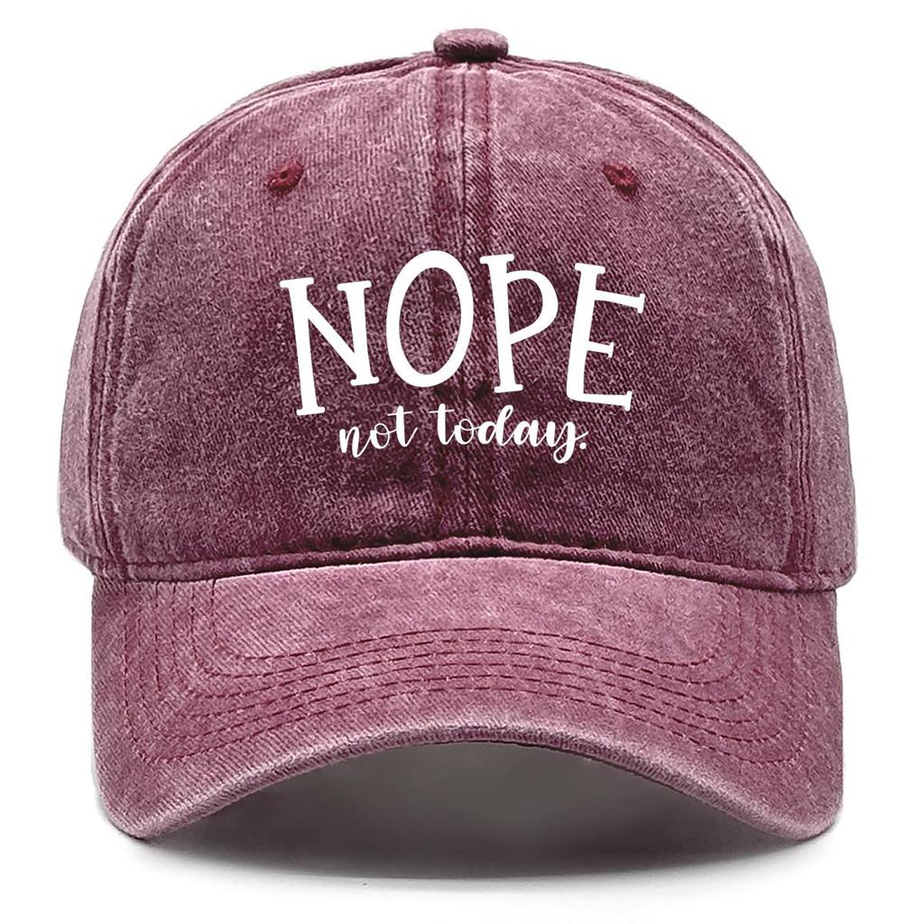 NOPE not today" Print Adjustable Baseball Cap, Trucker Hat Casual Slouchy Retro Hip Hop Snapback Sun Hat