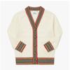 Burberry 8054222 A1452 Icon Stripe Trim Wool Kids Cardigan