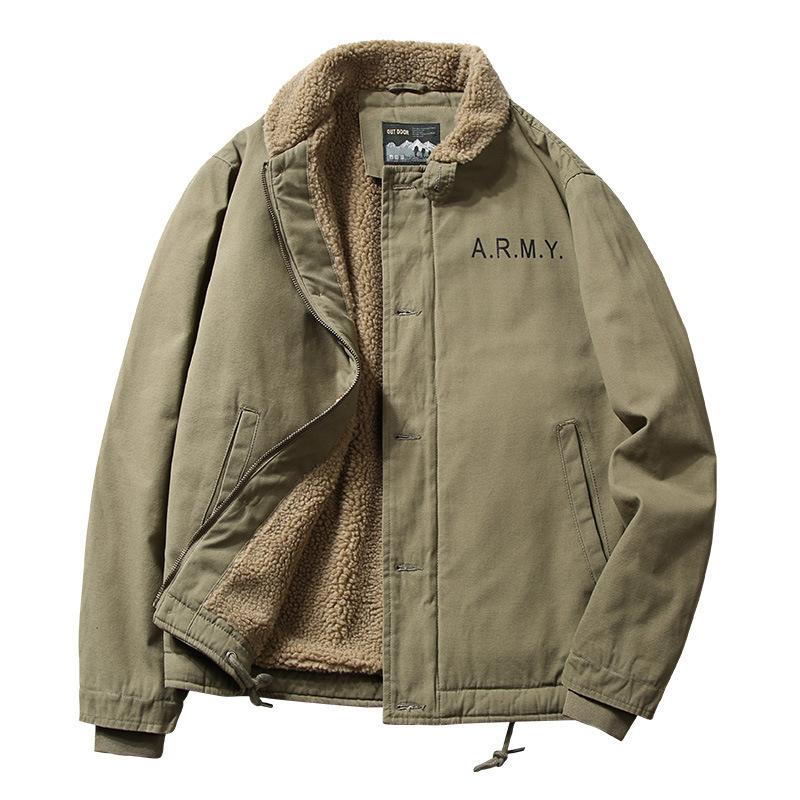 Cotton Coat Men's Winter Velvet Thickened Pure Cotton Workwear Cotton Coat Imitation Sherpa Lapel Jacket Winter Men's Top Trend