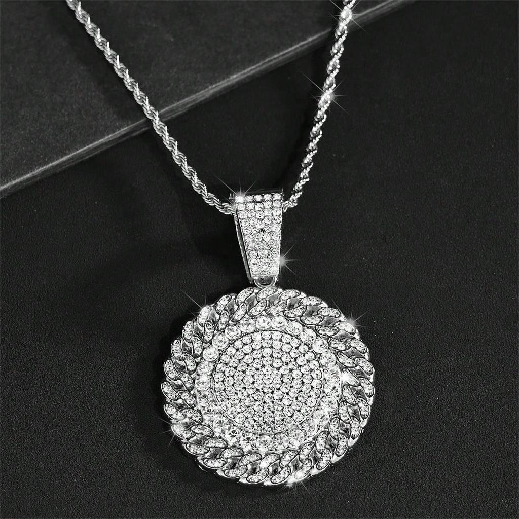 Колье-подвеска HipHop Подсолнух Для Мужчин Кубинская Цепь Iced Out Блестящий Хрусталь Цирконий Ожерелья Рок Байкерские Украшения Прямая Поставка