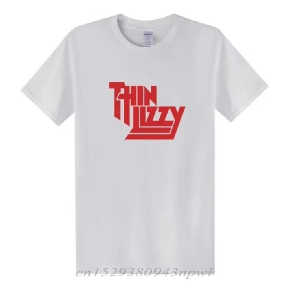 2025 Хэви-метал Футболка Thin Lizzy Мужские топы Музыкальный певец Футболка Короткий рукав Хлопок Круглый вырез Футболка Топ Одежда