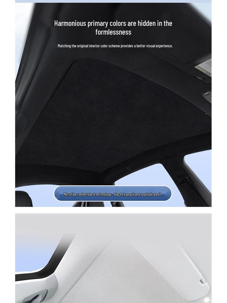 QiYuan A07 Suede Electrostatic Canopy: Sunshade & Heat Insulation for Car Sunroof