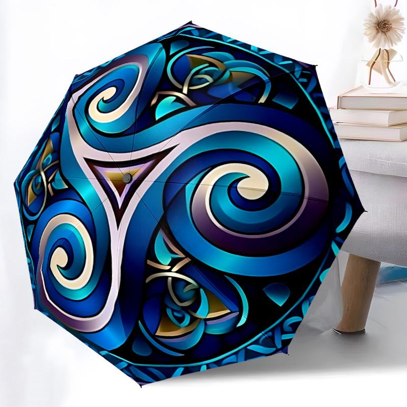1pc Triskele Automatic Folding Umbrella, 8-Rib Iron Frame, Casual Outdoor Accessory for Birthday Festival Gifts yy251128182