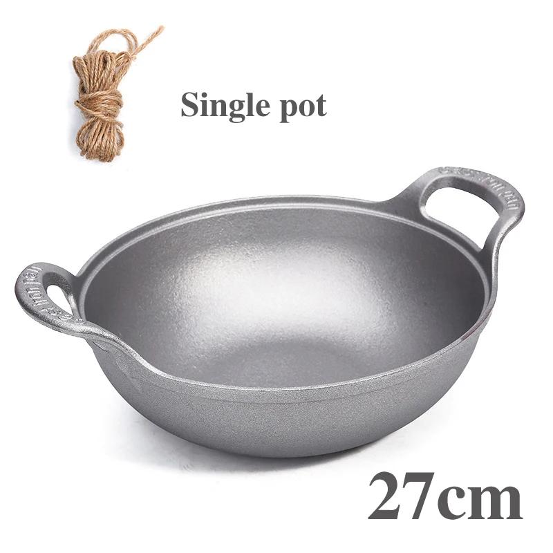 Чугунок старого образца Без покрытия Фритюрница Кастрюля для тушения Сковорода Сковорода с антипригарным покрытием С плоским дном Индукционная плита газовая универсальная Котел вок сковорода