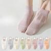 Women Summer Thin Deodorant Sweat Absorption Shallow Mouth Breathable Hollow Mesh Short Socks