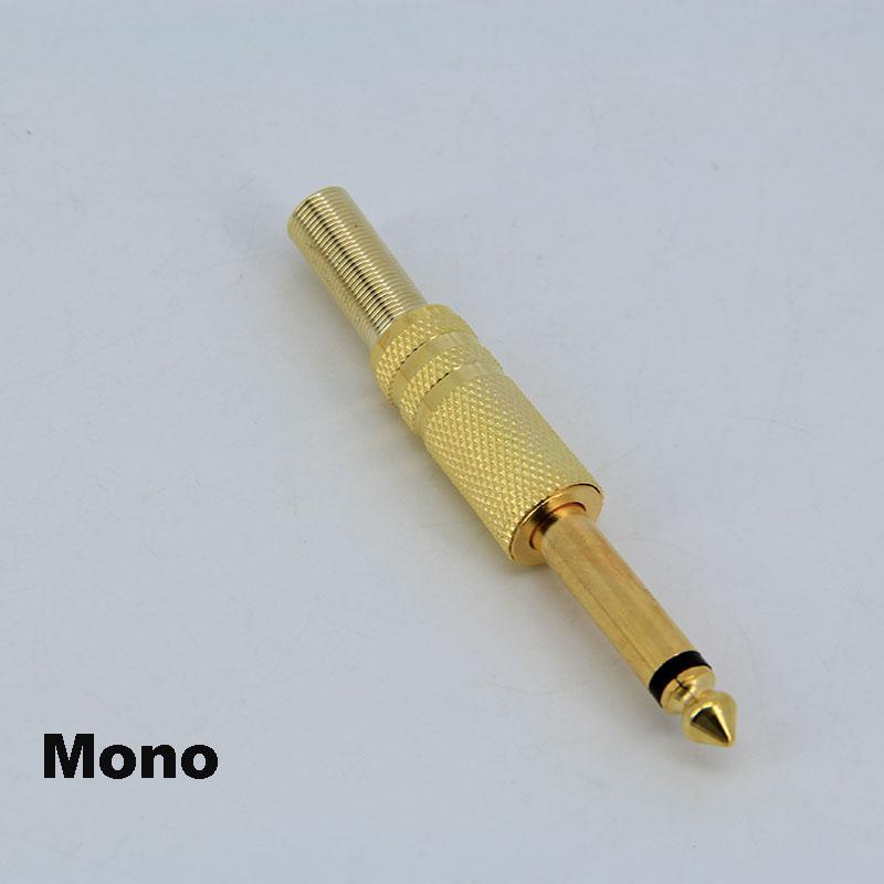 2pole 3pole 6.35mm 6.5mm Audio Male Female Mono Stereo Solder Connector Plug Socket Gold Plated Metal Amplifier Mic Converter