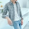 2023 Новые мужские рубашки Slim Fit в корейскую клетку с длинными рукавами для подростков
