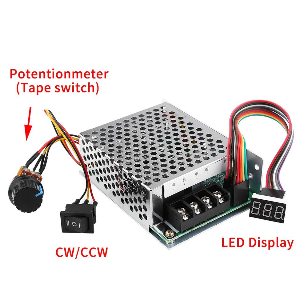 DC10V55V PWM щеточный контроллер скорости двигателя постоянного тока CW CCW реверсивный переключатель с цифровым дисплеем