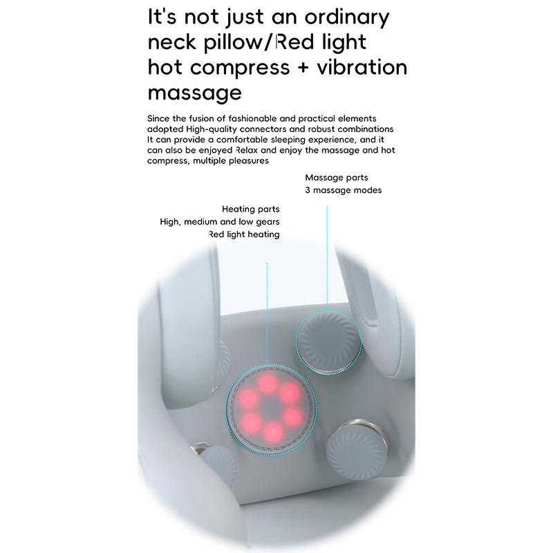 Travel Pillow U-shaped Neck Pillow Music Noise Reduction Active Noise Reduction Red Light Hot Compress Vibration Massage