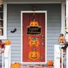 New Halloween Pumpkin Hanging Sign Spooky Witch Bat Trick or Treat Banners Front Door Decor Party Decorations