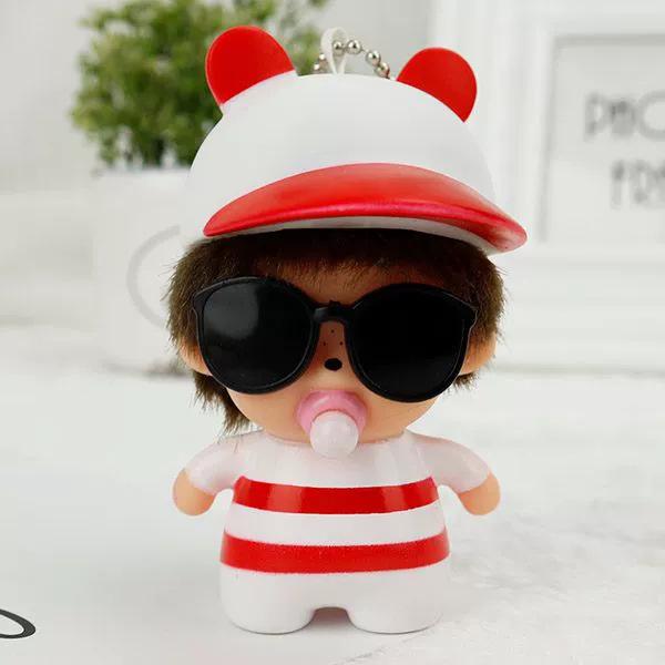 Monchhichi Keychains Cartoon Chhichi Sunglasses Toy Ornament Decoration Cute Keychains Bag Pendant Desk Accessories Holiday Gift