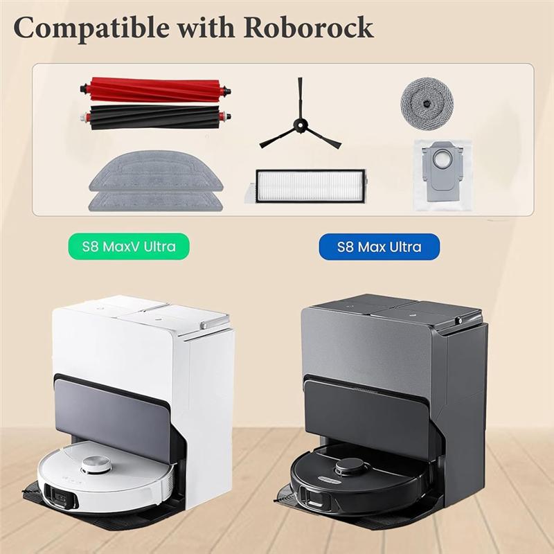 Для робота-пылесоса Roborock S8 Maxv Ultra Основная боковая щетка HEPA-фильтр Тряпка для мытья полов Мешки для пыли Аксессуары-B61B