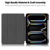 For iPad Pro 11 (2024) Leather Case Drop-proof Tri-fold Stand Tablet Cover with Pen Slot