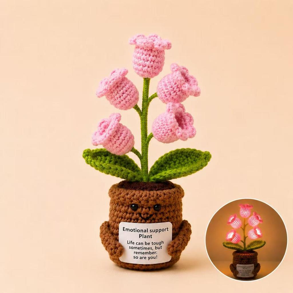 Positive Vibes Plant Doll: Knitted Potted Bouquet and Desk Ornament