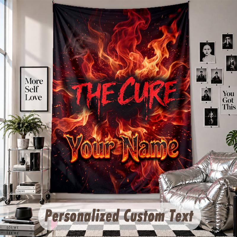 Wall Hanging Tapestry With Custom Name & Text, The Cure Decorative Tapestry For Bedroom