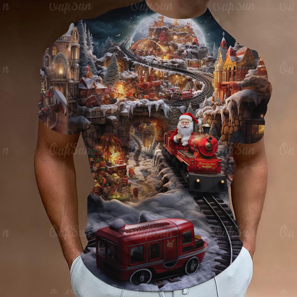 Christmas T-Shirt Santa Claus Print Short Sleeve Men T-Shirt Festival Clothing Casual Tops Loose Oversized T Shirts For Men Tees