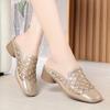 Fashion Rhinestone Close Head Cutout Slippers Women Mules Summer 2025 Breathable Slingback Soft Bottom Shoes Casual Slippers