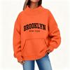 BROOKLYN printed semi-turtleneck sweater women's front shoulder kangaroo pocket long sleeve autumn and winter women's clothing