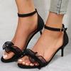 Мода Мода Кружевные Ремни Сандалии Женские 2025 Лето Металлический Ремешок на Щиколотке Тонкий Высокий Каблук Сандалии Женские Сексуальные Черные Туфли для Вечеринки