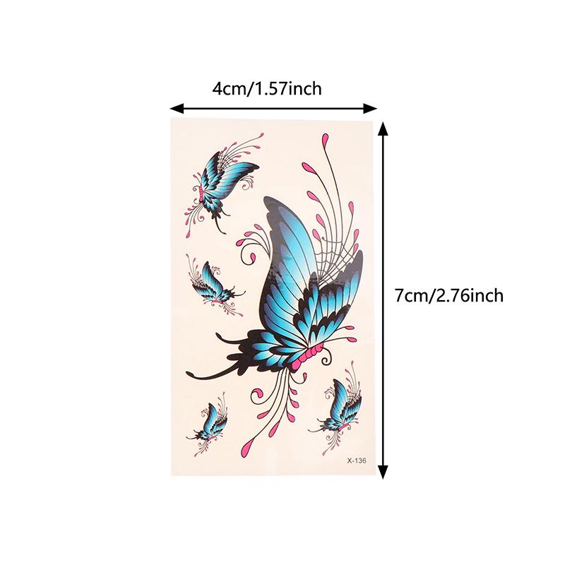 5 листов женских 3D временных татуировок, водонепроницаемые наклейки для боди-арта, поддельные татуировки, татуировки-бабочки Tate