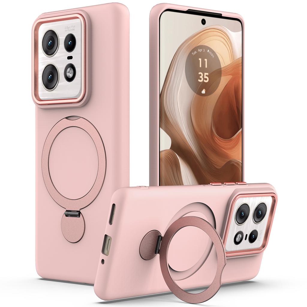 For Motorola Edge 50 Pro 5G Magnetic Case Rotating Ring Kickstand TPU + PC Back Cover