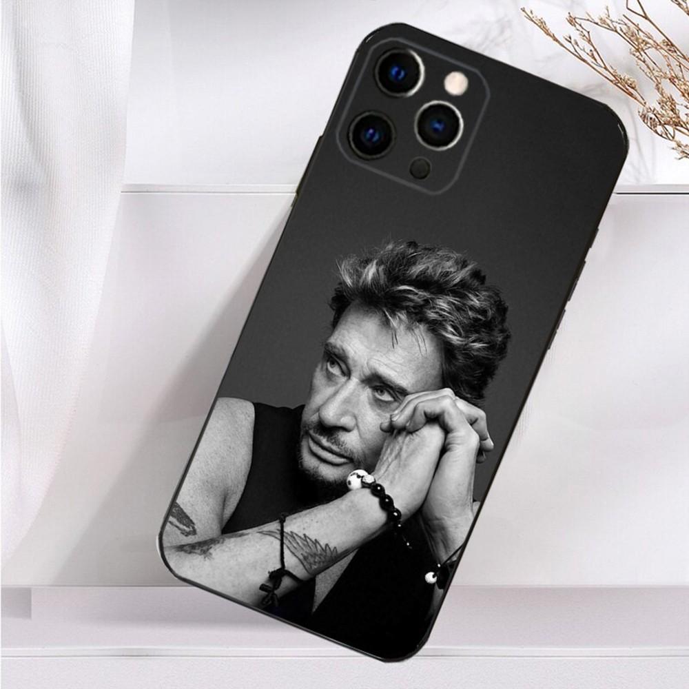 Чехол для iPhone 16,15,14,13,12,11 Plus,Pro Max,XS,X,XR,SE,Mini,8,7 Певец J-Johnny H-Hallyday Мягкий силиконовый черный чехол