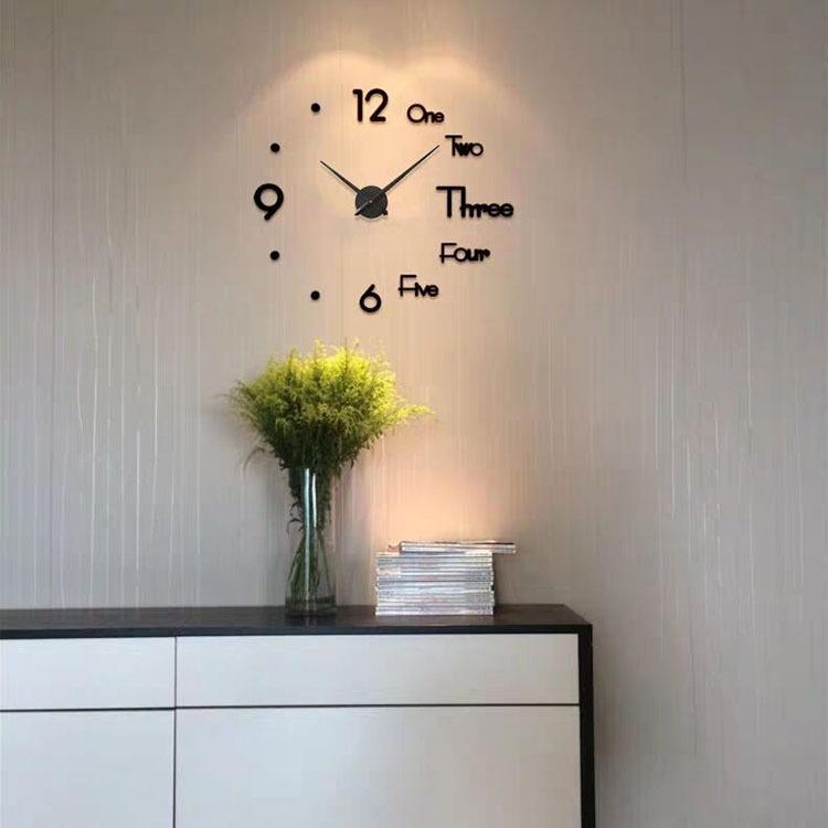 Acrylic Wall Sticker Clock with Luminous Function, Silent Living Room Wall Clock