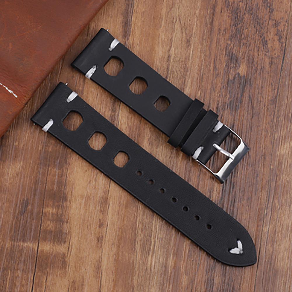 Vintage Leather Watch Strap 18mm 20mm 22mm 24mm Breathable Hole Hand Stitching Watchband for Men Women Replacement Wrist Belt