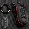 For Fiat 500 Panda Punto Bravo Qubo Delta Ypsilon 3 Button Smart Flip PU Leather Car Key Alloy Zinc Ring Shell Holder Case Cover