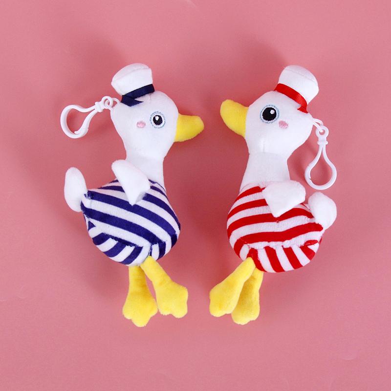 Cute Navy Duck Plush Toy Cartoon Animal Pendant Soft Stuffed Doll Keychain Backpack Car Bag Key Ring Decor Couple Gift