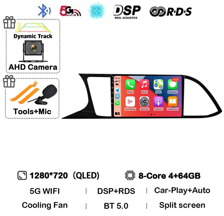 Android 14 WIFI+4G Carplay Auto для Seat Leon 3 MK3 2012-2020 Автомобильное радио GPS Мультимедиа Видеоплеер Стерео 360 Камера DSP Аудио