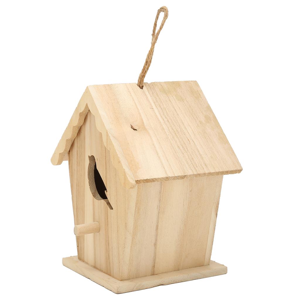 Wood Birdhouse Bird Shaped Entrance Bird Box House DIY Outdoor Nesting Box for Garden Backyard