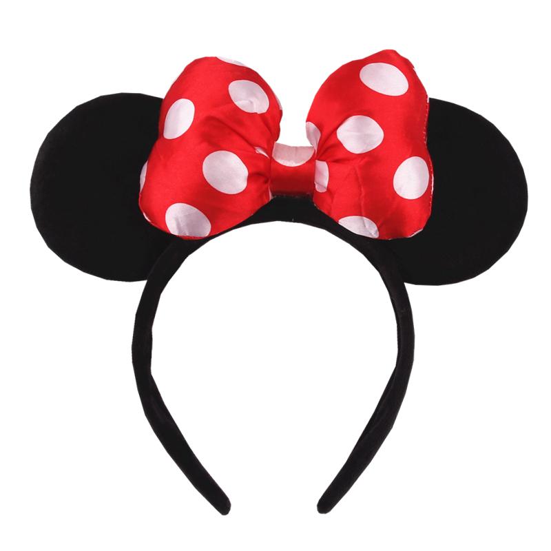 1pc Mouse Ears Headband Girls And Kids 4 Inch Polka Dot Bow Hairdband Holiday Party Travel DIY Hair Accessories