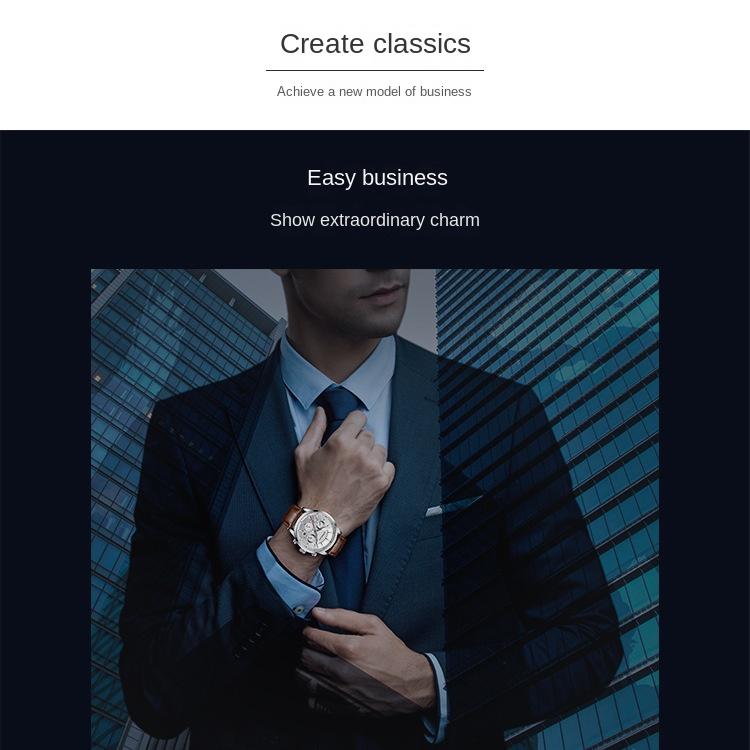 CRRJU-2212L Belt Six-pin Chronograph Watch Fashion Men's Watch Business Men's Watch