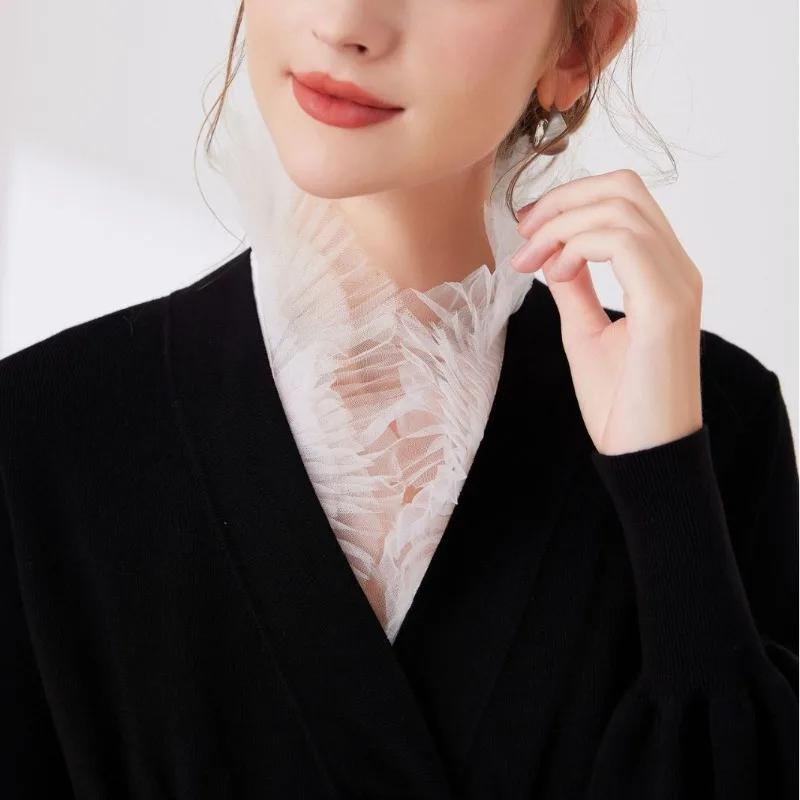 Lace V-neck Shirt Detachable Collar for Sweater Autumn Fake Collar Woman Removable Shirt Neck False Collar