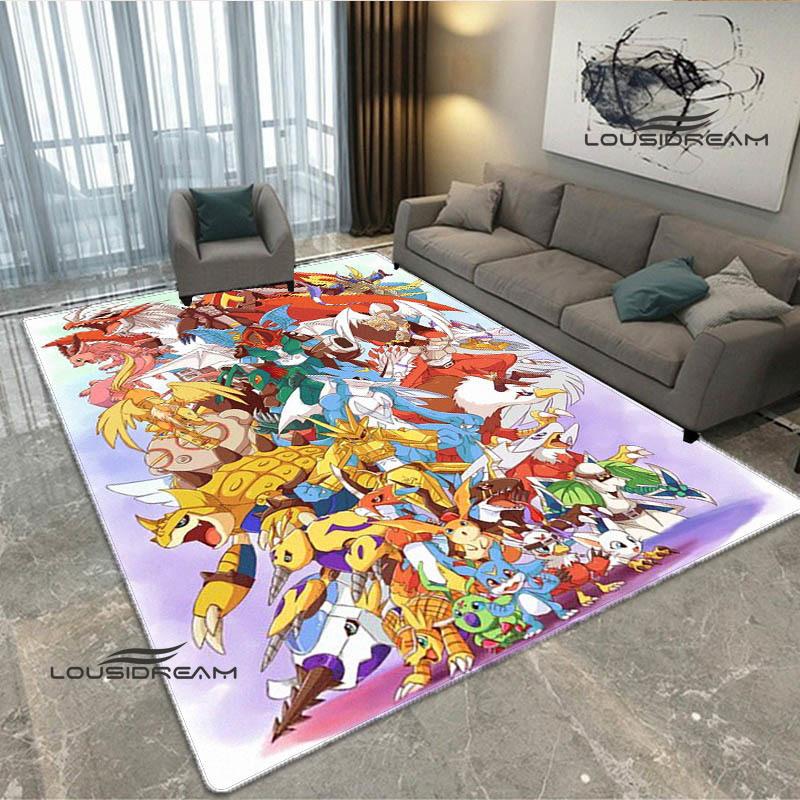 Ковер с 3D-принтом мультфильма Digimon Нескользящий ковер Коврики для йоги Ковер для гостиной Прикроватный ковер Декор для спальни Подарок на день рождения