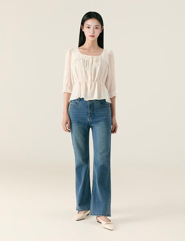 ROEM 3/4 Sleeve Cotton Blouse Rmblg24R15