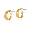 Vintage Metal Textured Gold Plated Multi Layer Circle C Shape Earrings