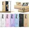 Luxury Plating Leather Lens protection Kickstand Full Protect case for Samsung Galaxy Z Fold 8 Ultra 6 5 4 3 With Tempered Glass