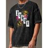 Стирка Мужская Винтажная Футболка с Графикой Streetwear Tee Всесезонная Повседневная Рубашка для Повседневной Формальной Одежды Уличный Стиль Потертый Вид Удобная